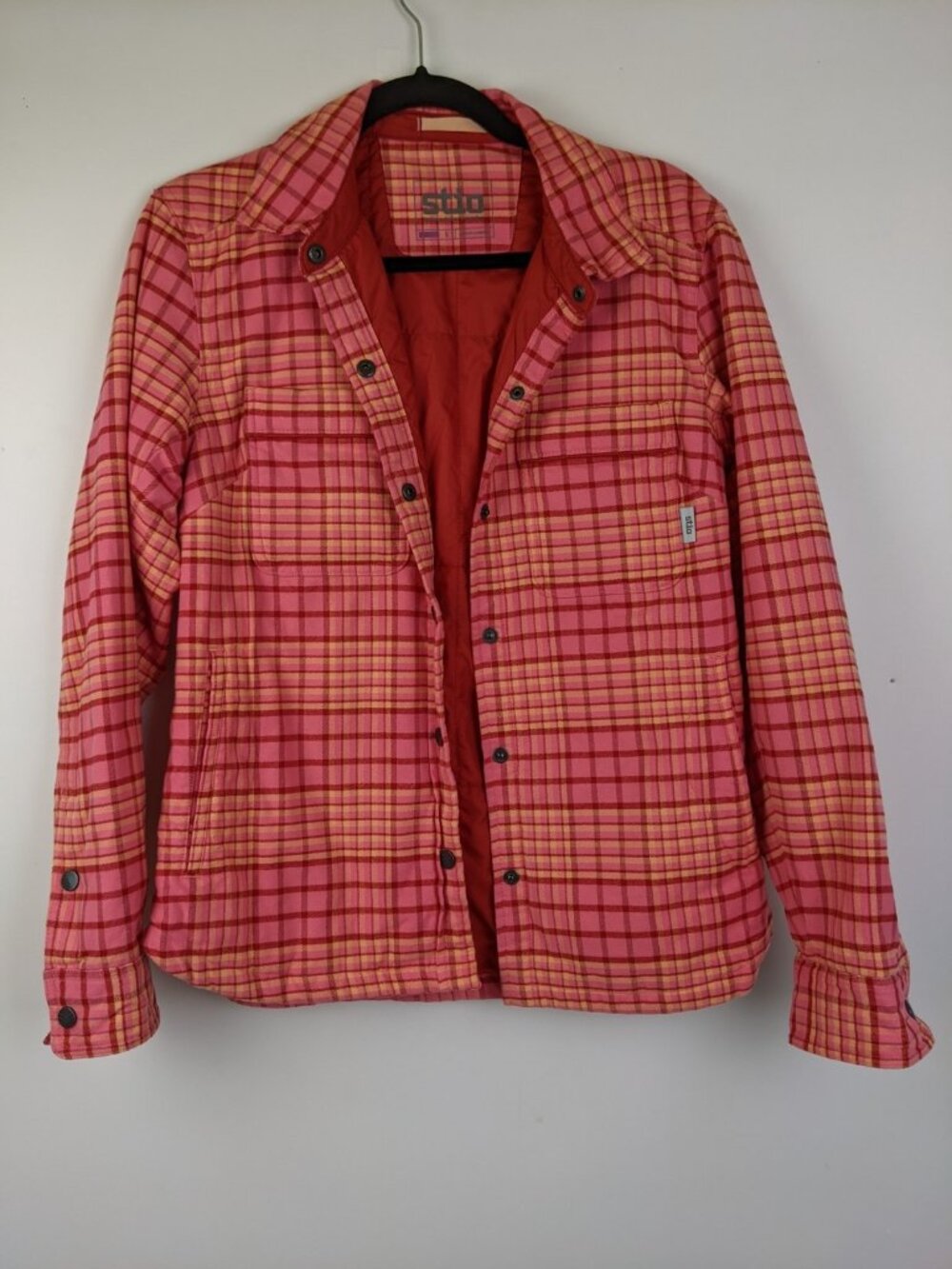 Stio Organic Cotton Plaid Shirt Jacket Thermore Insulated Womens Size Small
